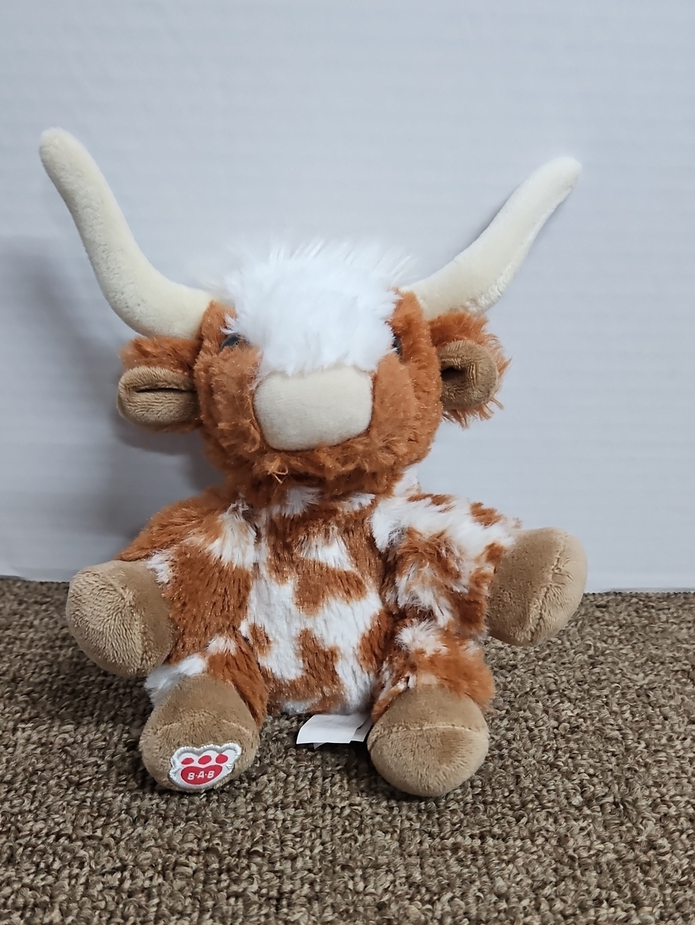 Build A Bear BAB Mini Plushies Bubbies Highland Beanie Cow 7"
